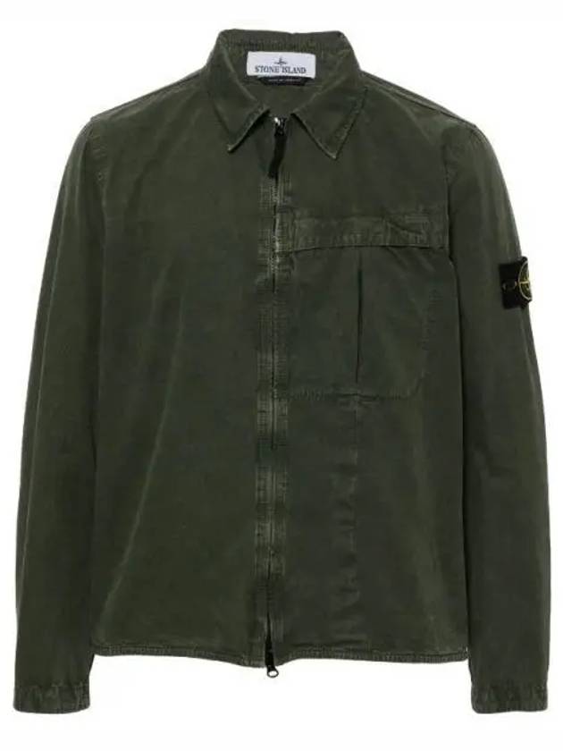 Organic Cotton Shirt Zip Up Jacket Musk - STONE ISLAND - BALAAN 2