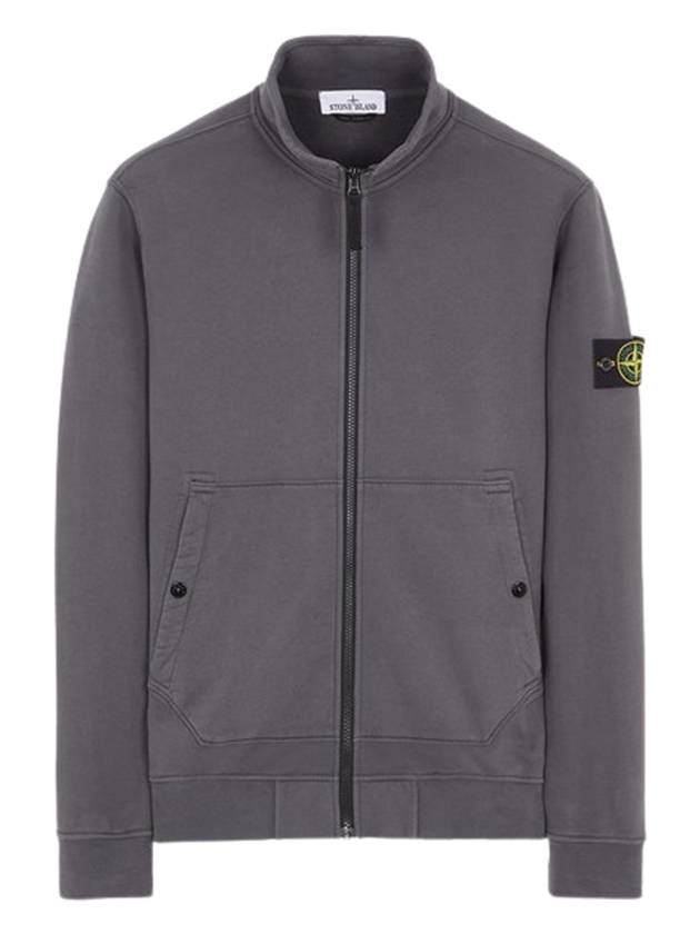 Men's Wappen Patch Cotton Zip Up Jacket Grey - STONE ISLAND - BALAAN 2