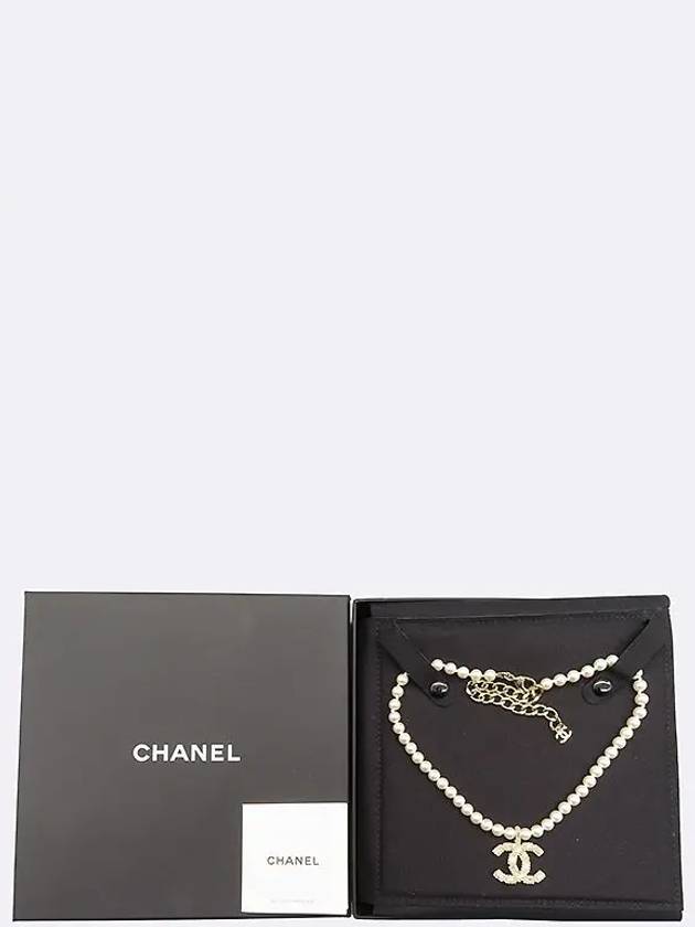 COCO logo crystal decoration custom pearl necklace - CHANEL - BALAAN 4