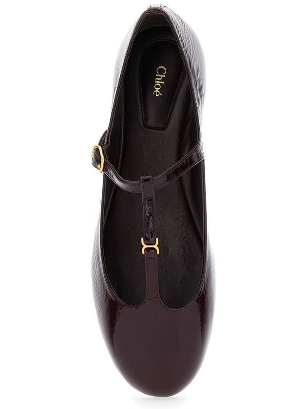 'Marcie' Bordeaux Ballet Flats With Gold Buckle In Patent Leather Woman - CHLOE - BALAAN 4