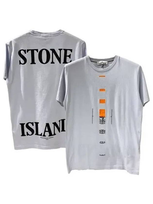 Men's Big Logo Crew Neck Short Sleeve T-Shirt Lavender - STONE ISLAND - BALAAN 2