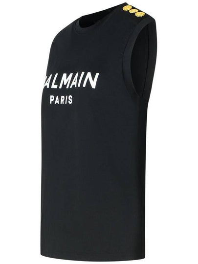 Balmain Black Cotton Tank Top - BALMAIN - BALAAN 2