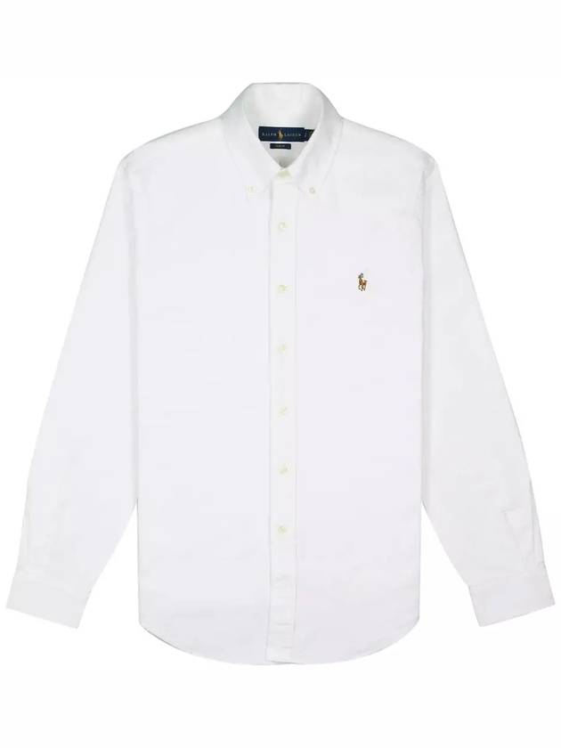 Men's Embroidery Pony Slim Fit Long Sleeves Shirt White - POLO RALPH LAUREN - BALAAN 3