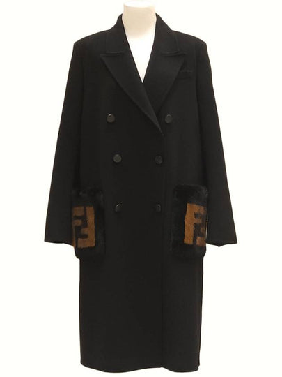 women wool double coat black - FENDI - BALAAN 2