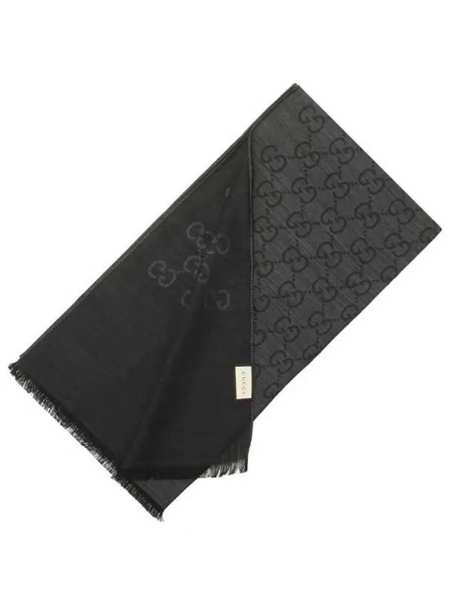 GG Jacquard Pattern Two-Tone Wool Silk Muffle Black - GUCCI - BALAAN 2