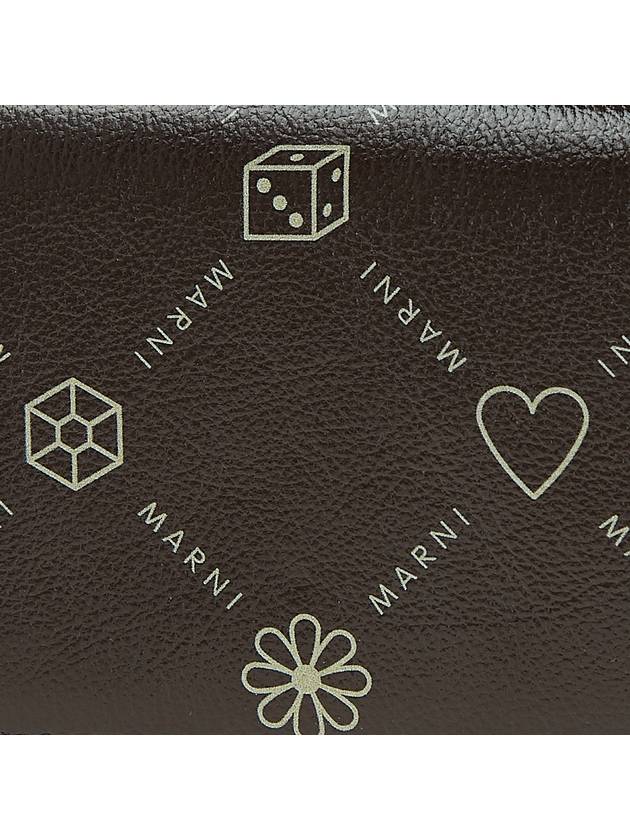 Graphic Logo Calf Leather Half Wallet Brown - MARNI - BALAAN 7