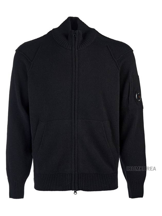 Lambswool GRS Zipped Cardigan Black - CP COMPANY - BALAAN 2