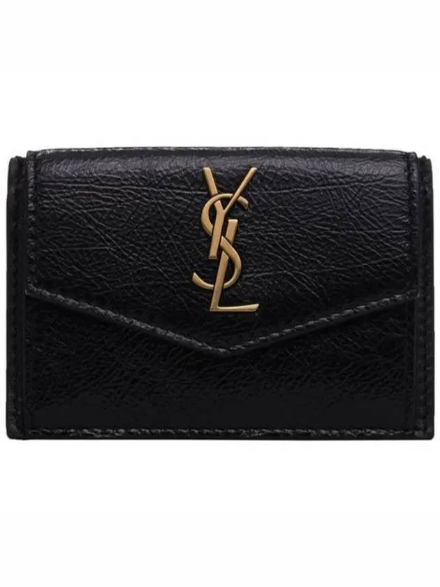 Logo Monogram Calfskin Card Wallet Black - SAINT LAURENT - BALAAN 2