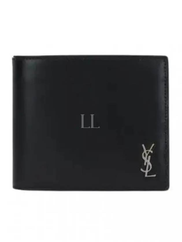 Tiny Cassandre East West Wallet in Matte Leather Black - SAINT LAURENT - BALAAN 2