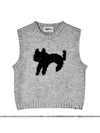 Cat jacquard vest Melange gray - THE GREEN LAB - BALAAN 8