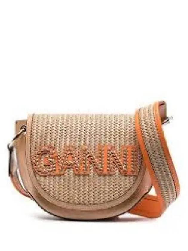 Raffia Banner Saddle Cross Bag Beige - GANNI - BALAAN 2