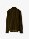 B Shield Embroidered Corduroy Long Sleeve Shirt Olive - BURBERRY - BALAAN 2