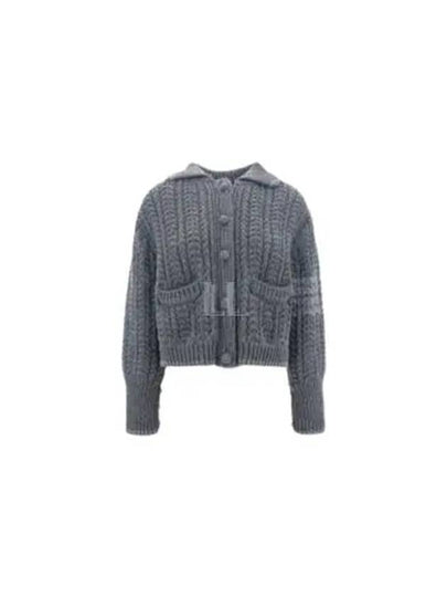 Chunky Links Stitch 4 Bar Polo Merino Wool Cardigan Grey - THOM BROWNE - BALAAN 2