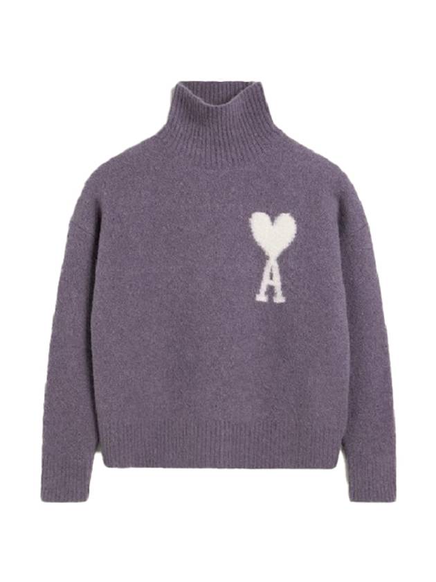 Alpaca Wool Blend Turtleneck Lilac - AMI - BALAAN 3