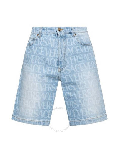 Midrise Logo Printed Denim Shorts Blue - VERSACE - BALAAN 2