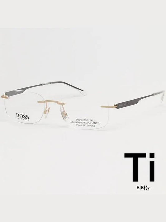 Hugo Boss titanium glasses frame BOSS1265C AOZ ultra light rimless temple adjustment - HUGO BOSS - BALAAN 1