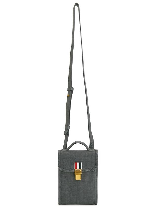 Super 120 Twill Phone Holder Cross Bag Medium Grey - THOM BROWNE - BALAAN 7