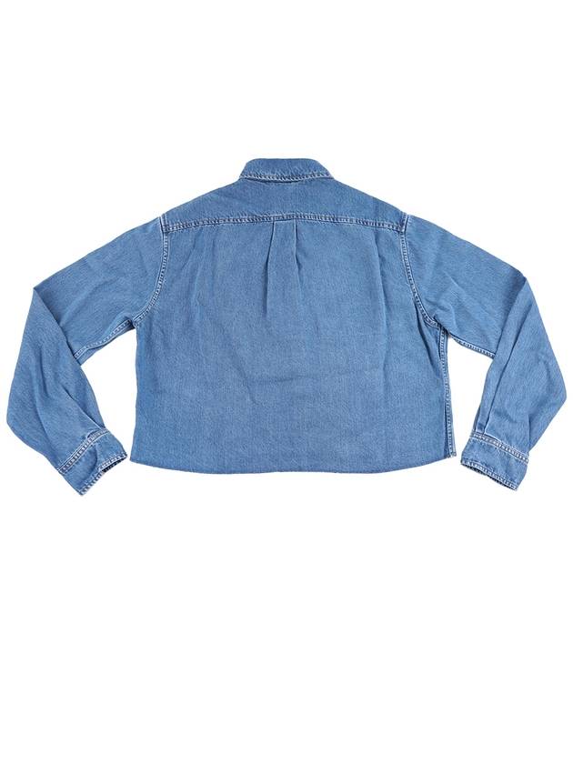 Embroidered Logo Denim Shirt Navy - MIU MIU - BALAAN 7