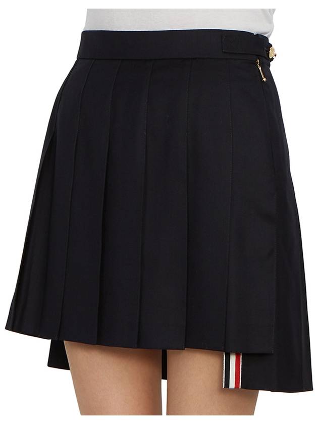 RMB Wool Mini Pleated Skirt Navy - THOM BROWNE - BALAAN 10