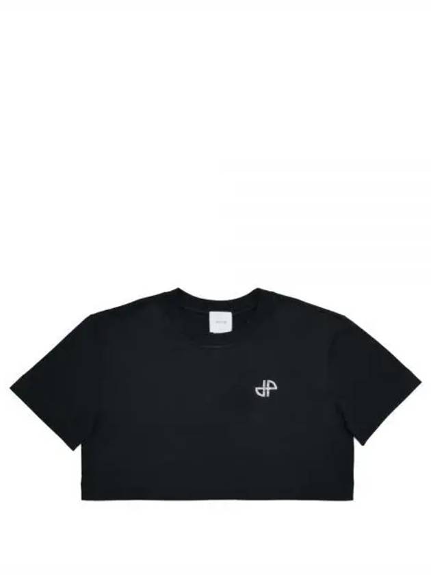 Logo Crop Cotton Short Sleeve T-Shirt Black - PATOU - BALAAN 2