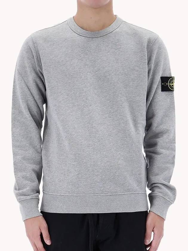 Brushed Cotton Fleece Garment Dyed Crewneck Sweatshirt Melange Grey - STONE ISLAND - BALAAN 4