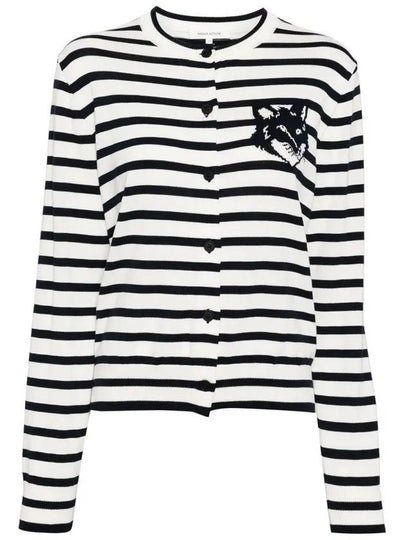 Maison Kitsune Fox Head Intarsia Women s Striped Cardigan MW00502 S492 - POLO RALPH LAUREN - BALAAN 2