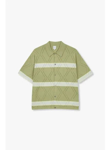 Knitted Striped Cotton Shirt Light Green - PAUL SMITH - BALAAN 1