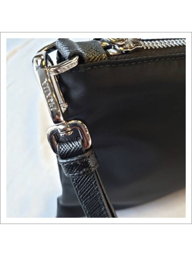 Re-Nylon and Saffiano Leather Clutch Bag Black - PRADA - BALAAN 7