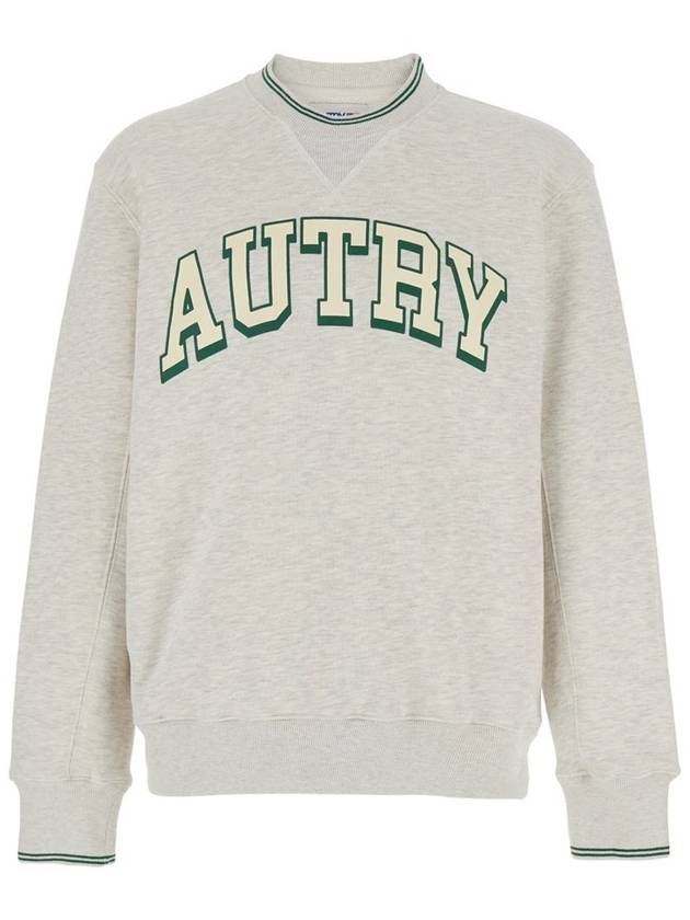 Grey Crewneck Sweatshirt With Logo Print In Jersey Man - AUTRY - BALAAN 1