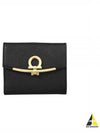 Gancini Leather Half Wallet Black - SALVATORE FERRAGAMO - BALAAN 2