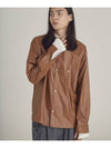 Women's Fake Leather Shirt Brown - MOTH - BALAAN 2