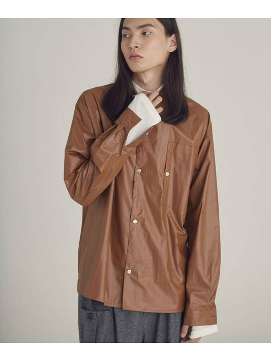 Women's Fake Leather Shirt Brown - MOTH - BALAAN 2