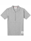 Men's Cotton Pique Center Bag Striped Short Sleeve Polo Shirt Grey - THOM BROWNE - BALAAN 2