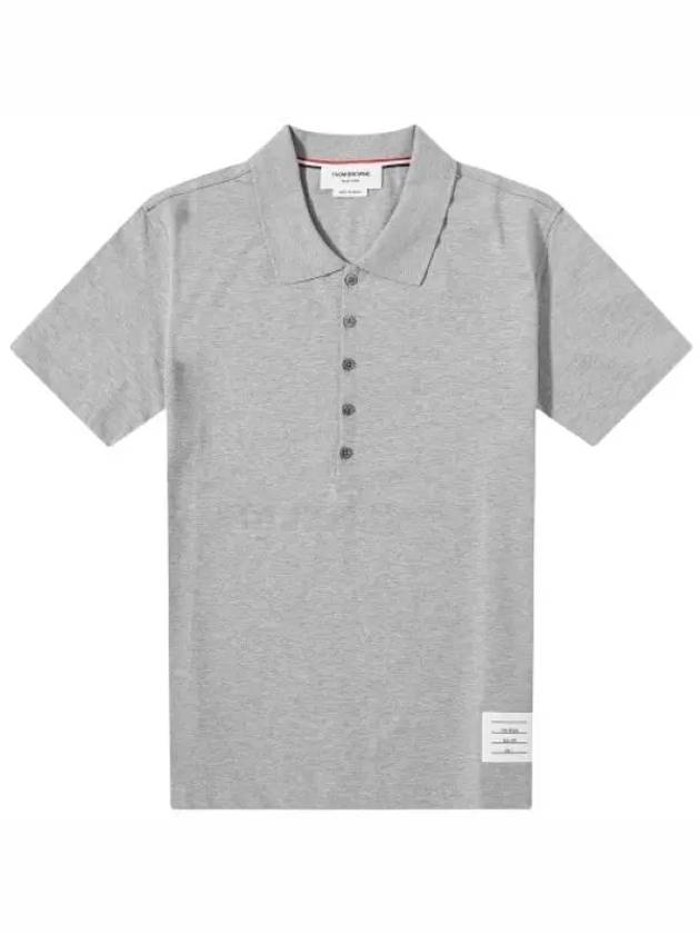 Men's Cotton Pique Center Bag Striped Short Sleeve Polo Shirt Grey - THOM BROWNE - BALAAN 2