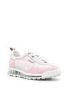 Gingham Boucle Clear Sole Tech Runner Low Top Sneakers Light Pink - THOM BROWNE - BALAAN 4