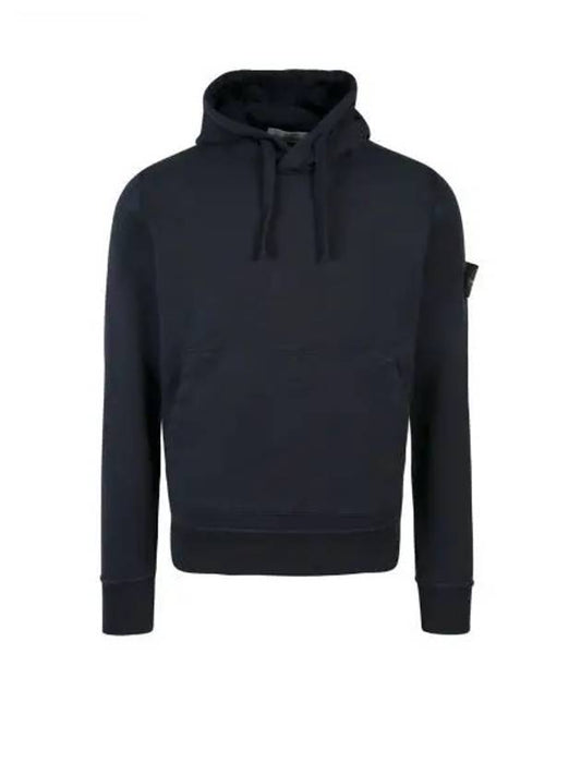 Logo Patch Drawstring Hoodie Navy - STONE ISLAND - BALAAN 2