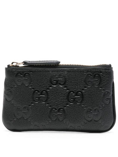 GG Emblem Leather Card Wallet Black - GUCCI - BALAAN 1