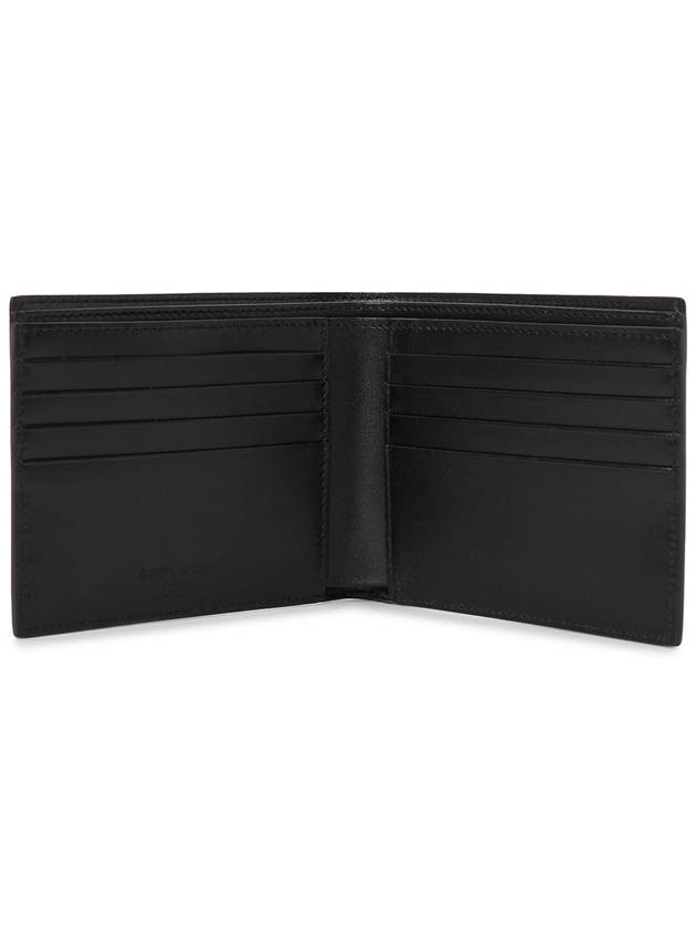 Smooth Leather Classic Logo Half Wallet Black - SAINT LAURENT - BALAAN 5