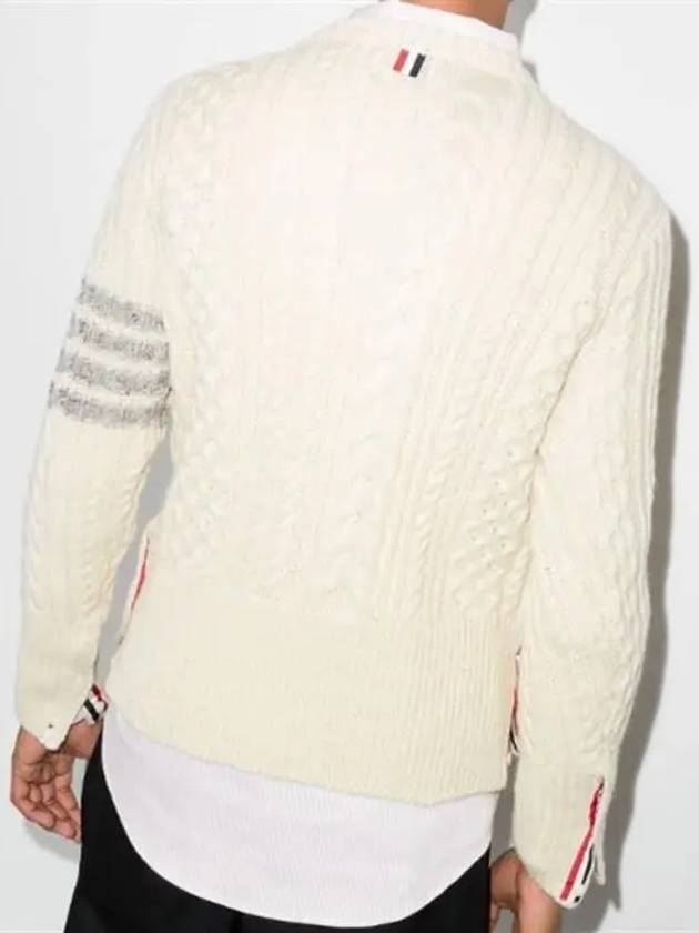 4-Bar Aran Cable Pullover Knit Top White - THOM BROWNE - BALAAN 4