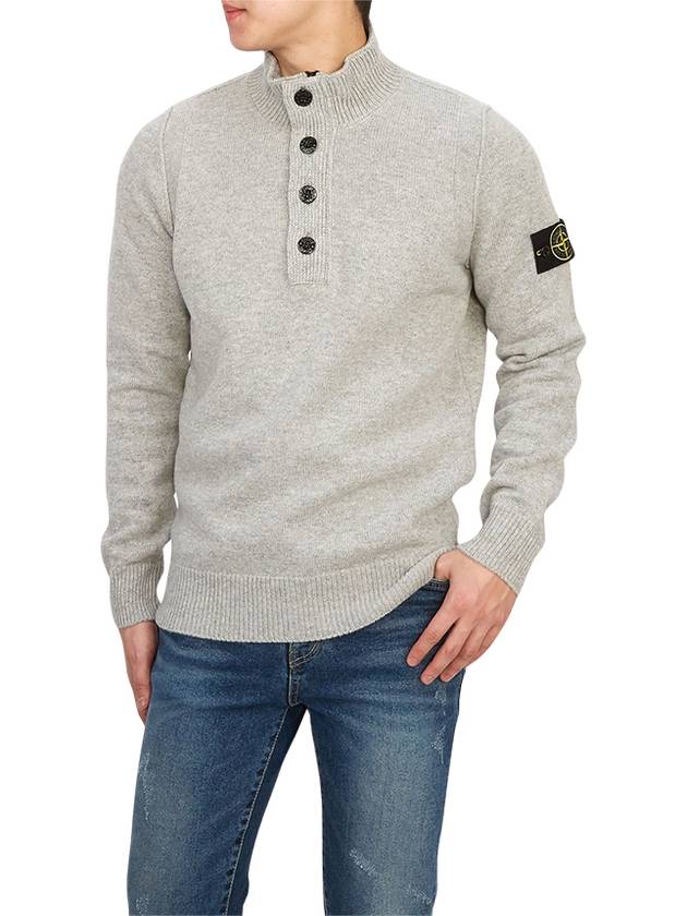 Wappen Patch Button Knit Top Melange Gray - STONE ISLAND - BALAAN 6