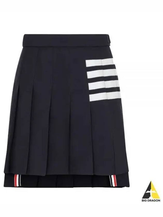 Three stripe mini pleated skirt black navy FGC402V 06146 - THOM BROWNE - BALAAN 1