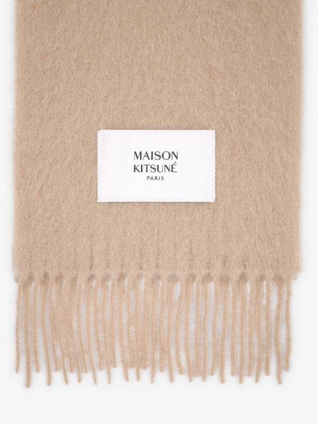 Baby Alpaca Plain Muffler Scarf Dark Beige - MAISON KITSUNE - BALAAN 3