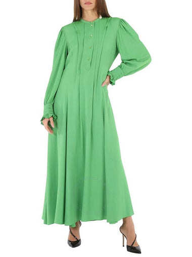 Chloe Ladies Vibrant Green Pintucked Crepe Long Dress, Brand Size 36 (US Size 4) - CHLOE - BALAAN 1