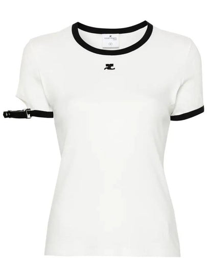 Logo Buckle Short Sleeve T-shirt White - COURREGES - BALAAN 2