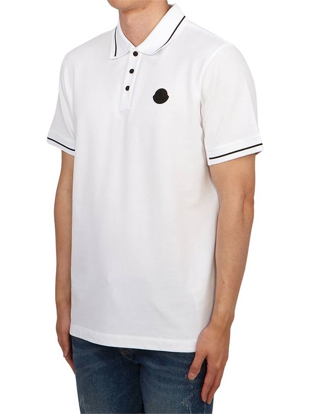 Men's Logo Patch Cotton Short Sleeve Polo Shirt Optical White - MONCLER - BALAAN 3