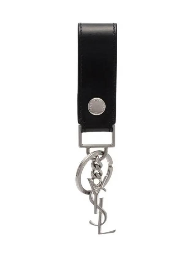 Monogram Leather Key Holder Black Silver - SAINT LAURENT - BALAAN 2