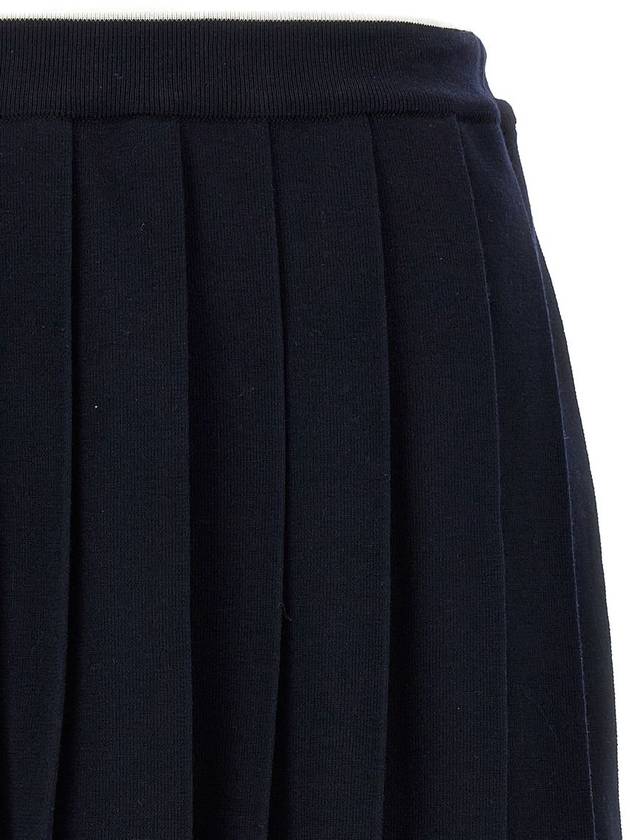 Full Needle Stitch Merino Wool Tipping Pleated Skirt Navy - THOM BROWNE - BALAAN 4