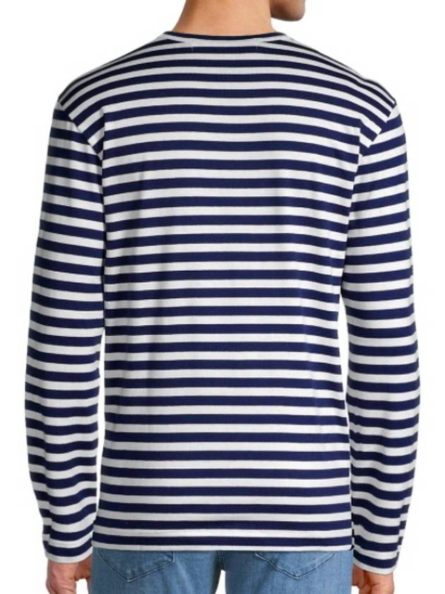 Red Heart Wappen Stripe Long Sleeve T-Shirt Blue P1 T0101 - COMME DES GARCONS - BALAAN 4