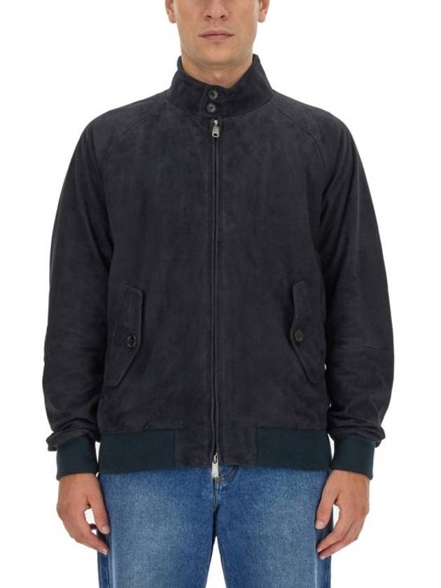 G9 Slim Fit Suede Jacket Navy - BARACUTA - BALAAN 2