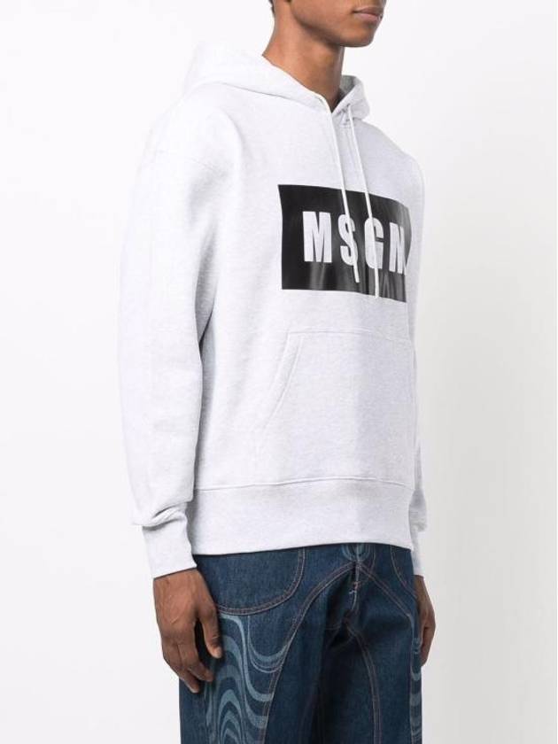 Box Logo Print Cotton Hoodie Grey - MSGM - BALAAN 5